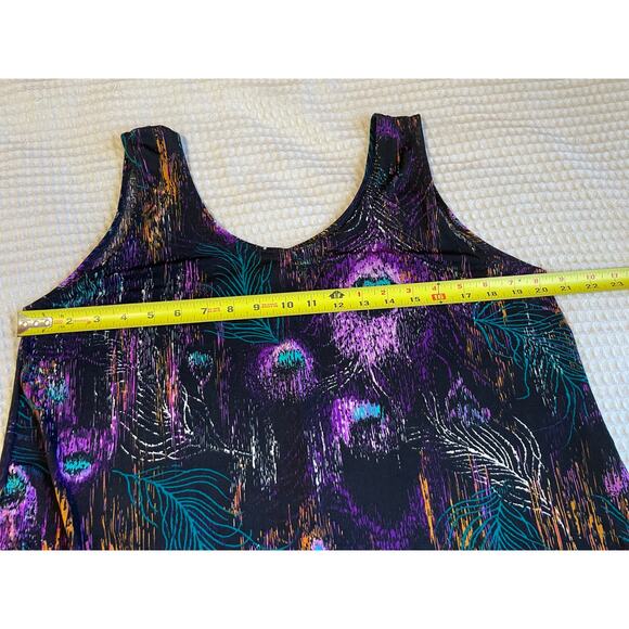 Jostar Y2K Boho Whimsy Goth Peacock Black Purple Blue Stretch Maxi Tank Dress XL - Picture 6 of 12